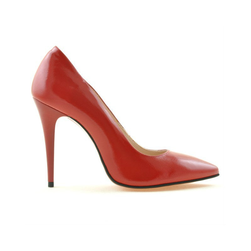 Women stylish, elegant shoes 1241 patent red satinat