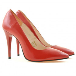 Women stylish, elegant shoes 1241 patent red satinat