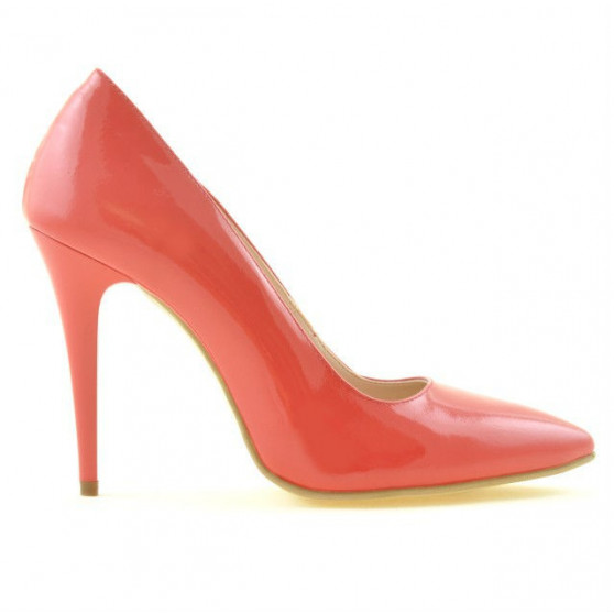 Women stylish, elegant shoes 1241 patent red coral