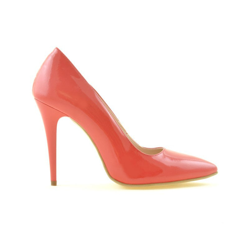 Women stylish, elegant shoes 1241 patent red coral