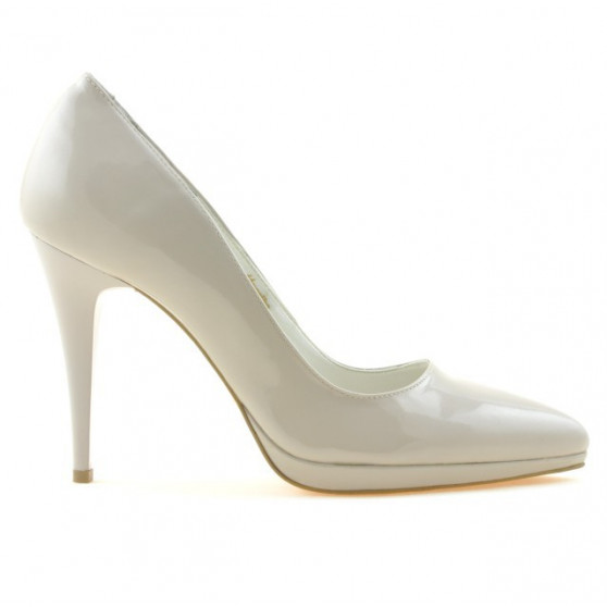 Women stylish, elegant shoes 1244 patent beige pearl