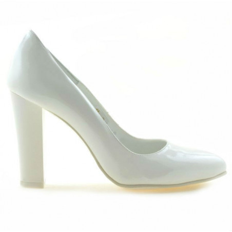 Women stylish, elegant shoes 1214 patent white